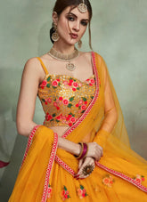 Haldi Wear Net Yellow Lehenga